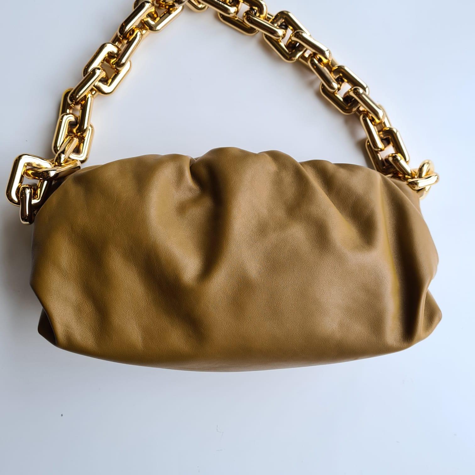 Brown BOTTEGA VENETA Napa Chain Pouch Bag For Sale