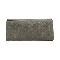 Bottega Veneta Nappa Intrecciato Bi-Fold Wallet in Gray Blue