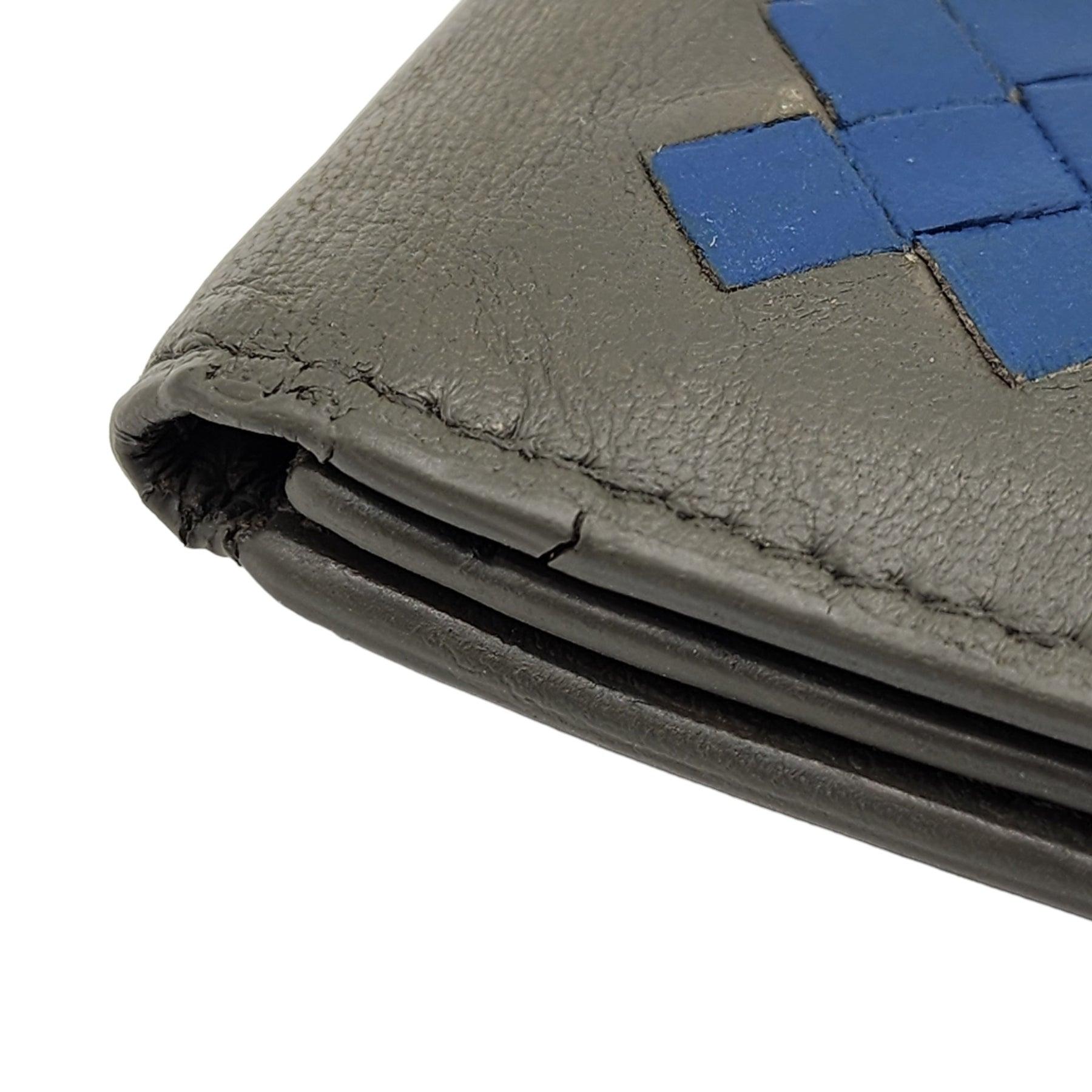 Donna Portafoglio Bottega Veneta Nappa Intrecciato Bi-Fold in Grigio Blu in vendita