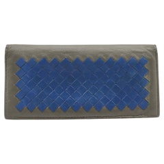 Bottega Veneta Nappa Intrecciato Bi-Fold Wallet in Gray Blue