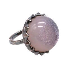 Bottega Veneta Natural Stone Ring In Sterling Silver