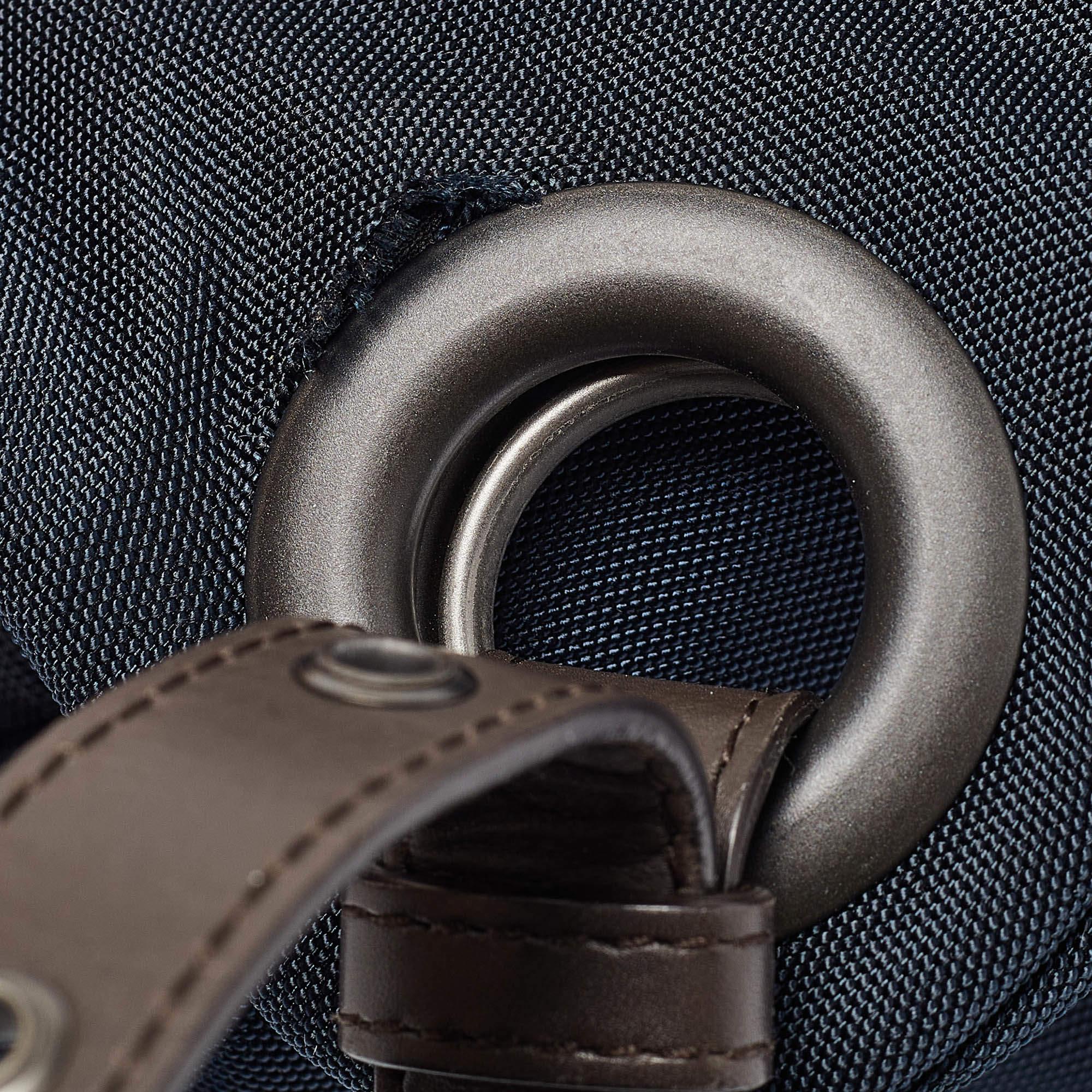 Men's Bottega Veneta Navy Blue/Brown Intrecciato Leather and Nylon Flap Backpack