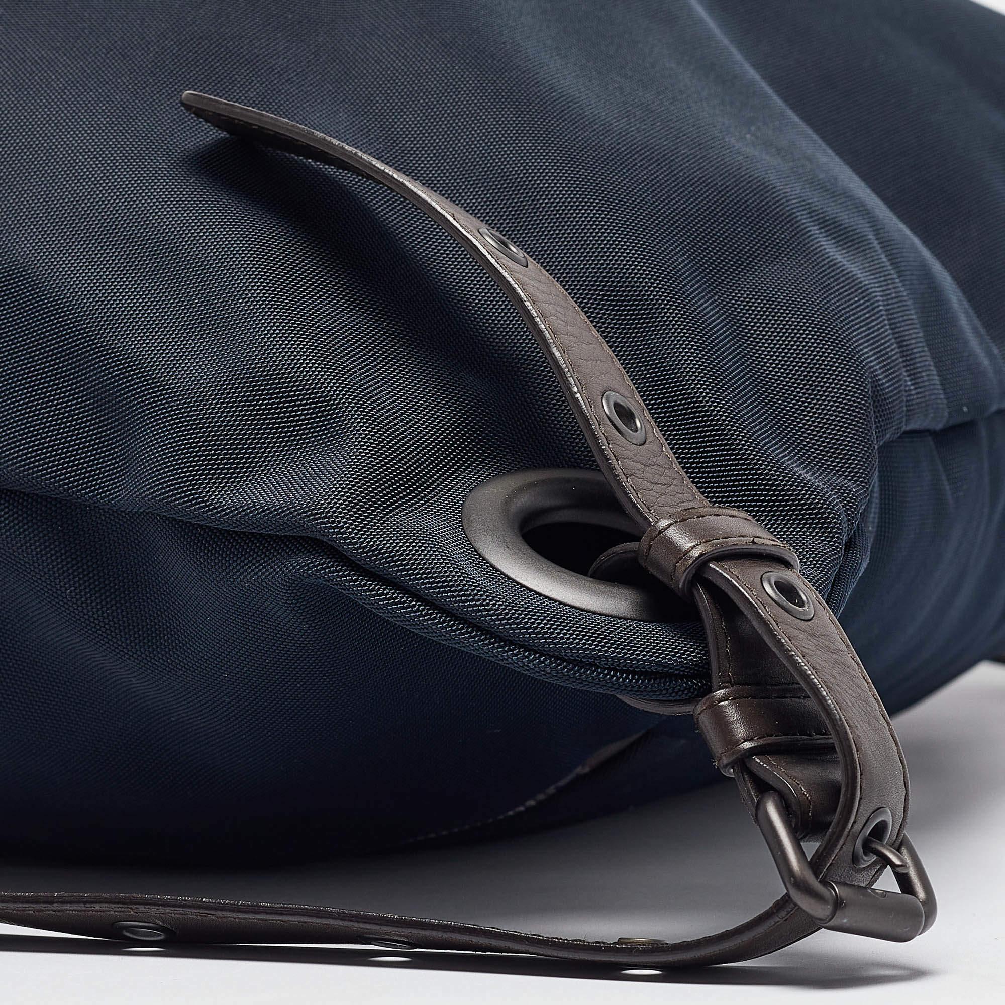 Bottega Veneta Navy Blue/Brown Intrecciato Leather and Nylon Flap Backpack 4