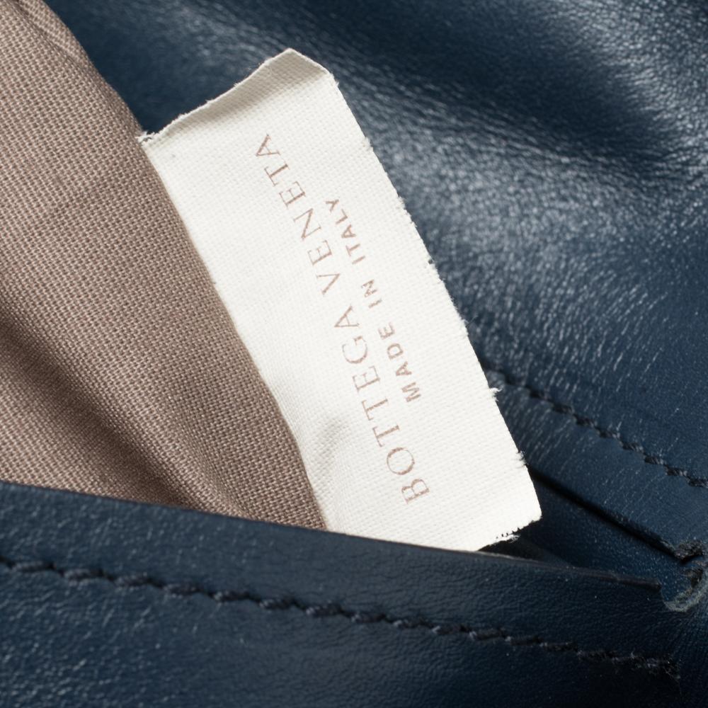 Bottega Veneta Navy Blue Intrecciato Leather Flap Messenger Bag 1