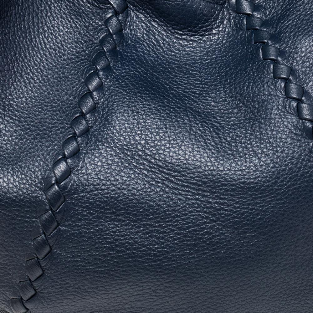 Bottega Veneta Navy Blue Intrecciato Leather Loop Hobo 4
