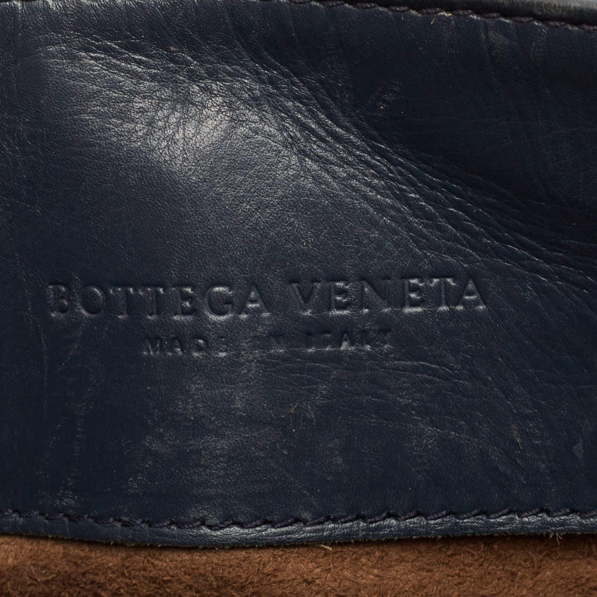 Bottega Veneta Navy Blue Intrecciato Leather Mini Roma Tote 2