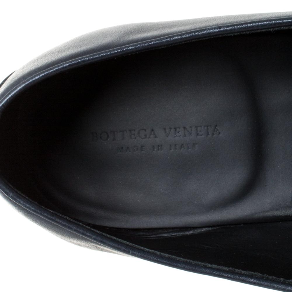 Bottega Veneta Navy Blue Intrecciato Leather Slip On Loafers SIZE 44.5 1