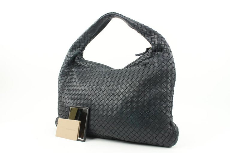 Bottega Navy Blue Intrecciato Woven Leather Shoulder Bag 61bt23s