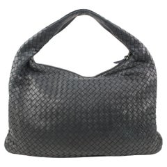 Bottega Veneta Navy Blue Intrecciato Woven Leather Shoulder Bag 61bt23s