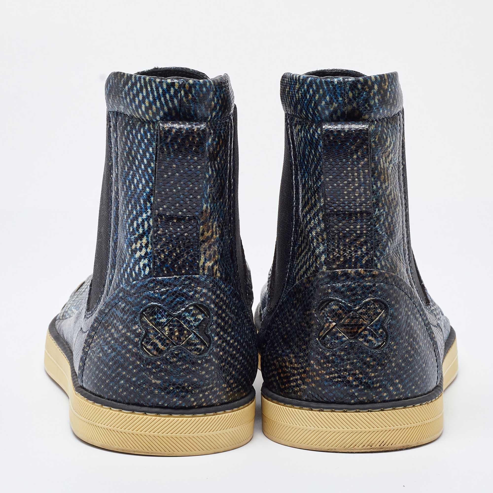 Men's Bottega Veneta Navy Blue Karung Chelsea Boots Size 39