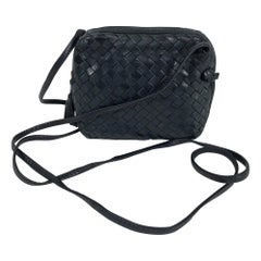 Retro Bottega Veneta Navy Blue Small Cross Body Bag 