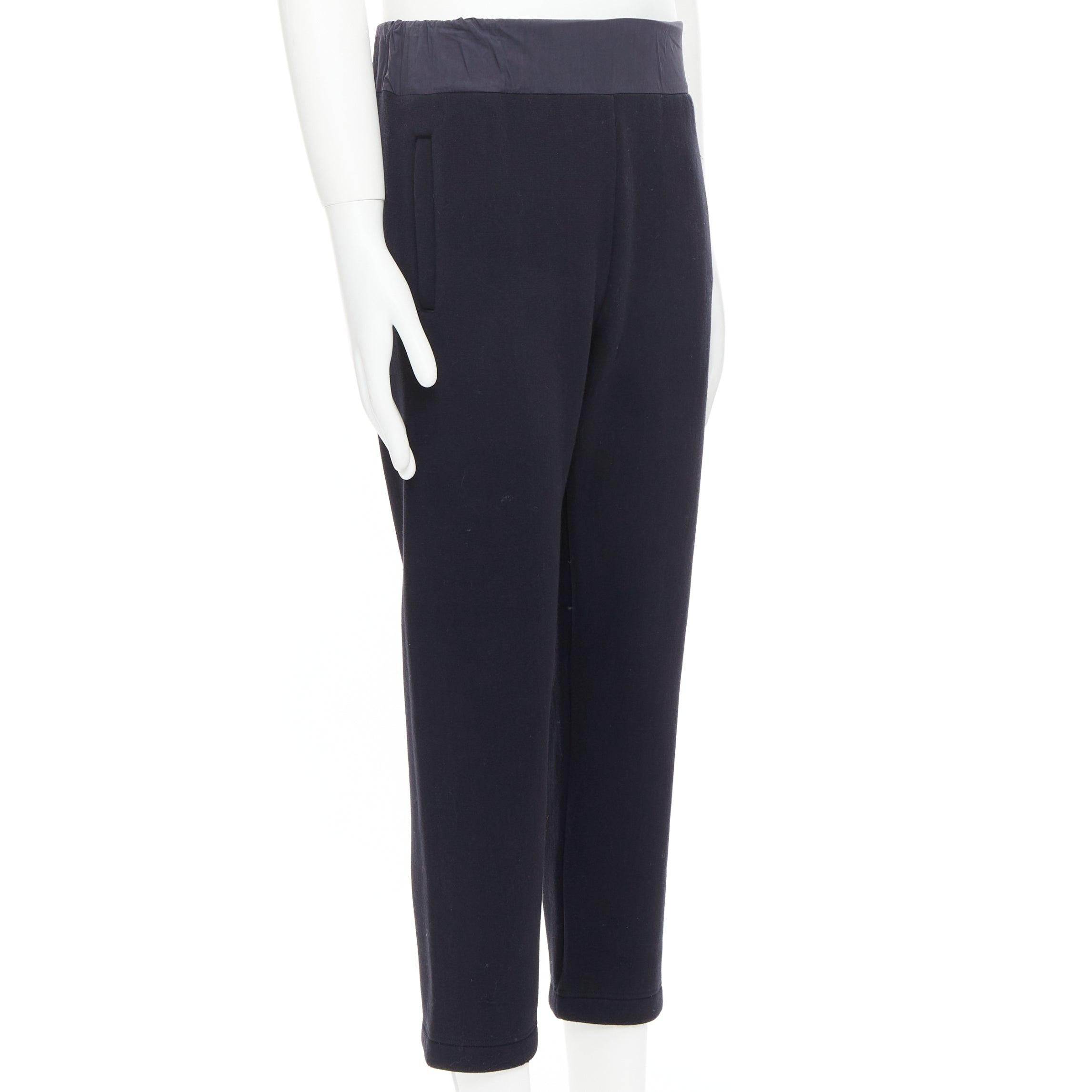 Noir BOTTEGA VENETA, pantalon de survêtement décontracté à taille contrastée en coton mélangé bleu marine IT44 XS en vente