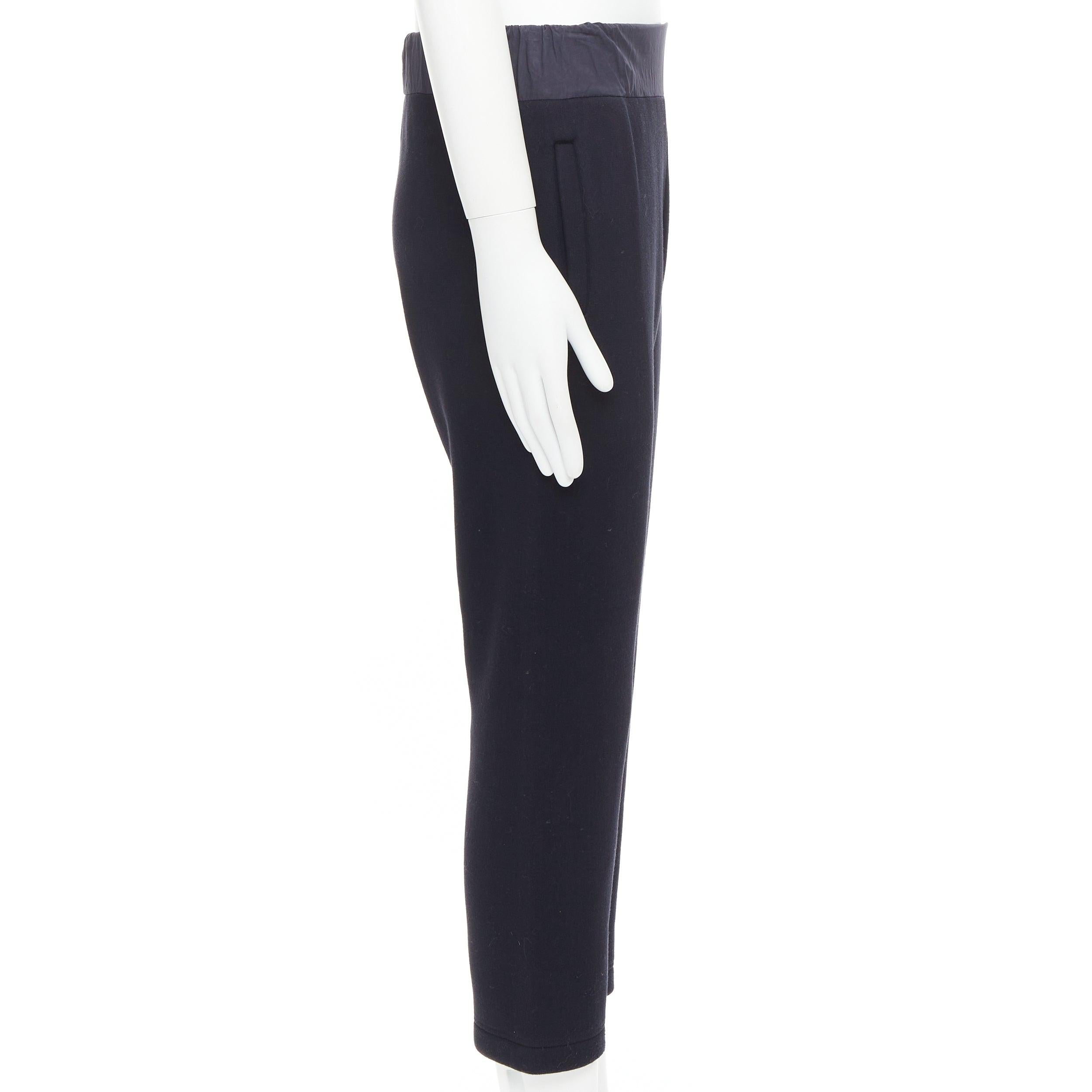 BOTTEGA VENETA, pantalon de survêtement décontracté à taille contrastée en coton mélangé bleu marine IT44 XS État moyen - En vente à Hong Kong, NT
