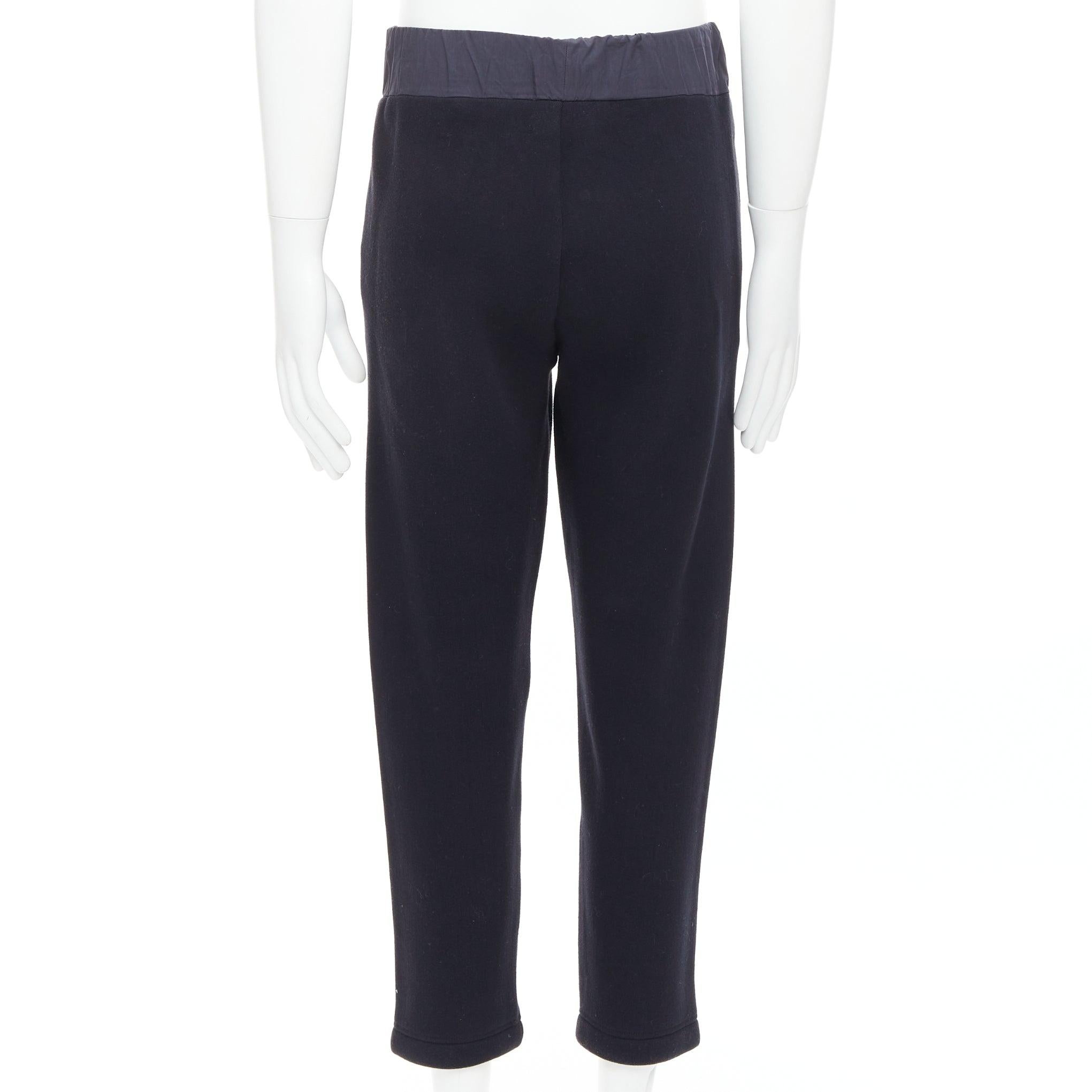 BOTTEGA VENETA, pantalon de survêtement décontracté à taille contrastée en coton mélangé bleu marine IT44 XS Pour hommes en vente