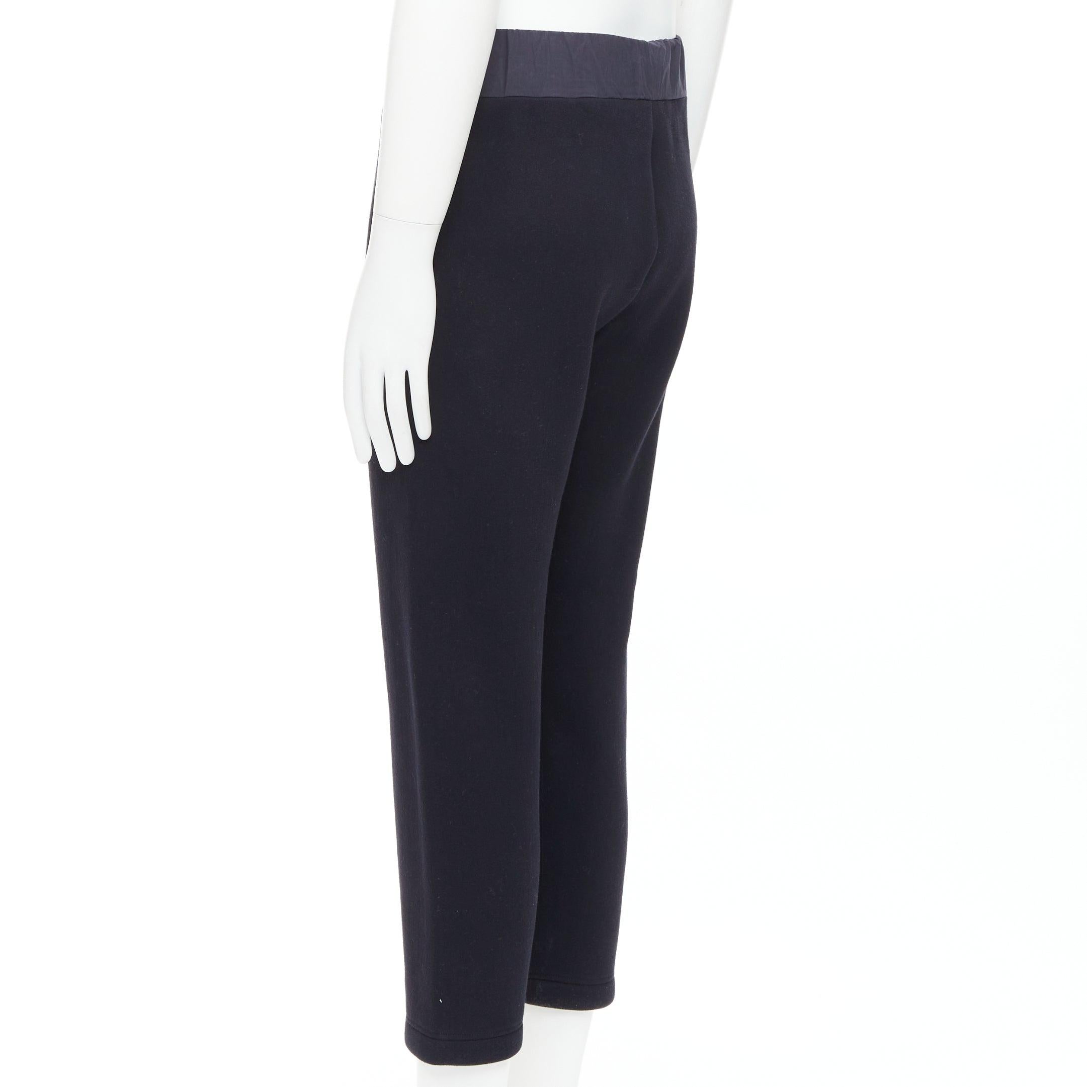 BOTTEGA VENETA, pantalon de survêtement décontracté à taille contrastée en coton mélangé bleu marine IT44 XS en vente 1
