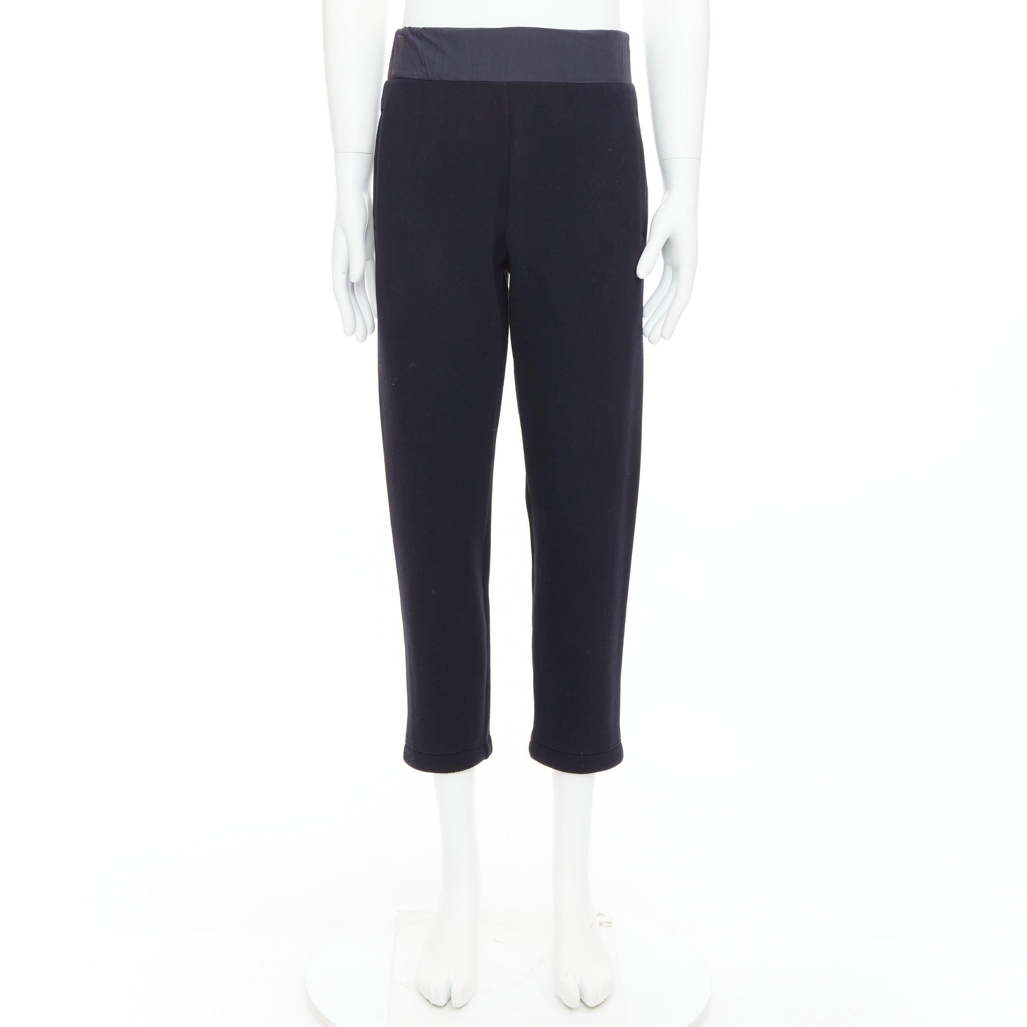 BOTTEGA VENETA, pantalon de survêtement décontracté à taille contrastée en coton mélangé bleu marine IT44 XS en vente 4