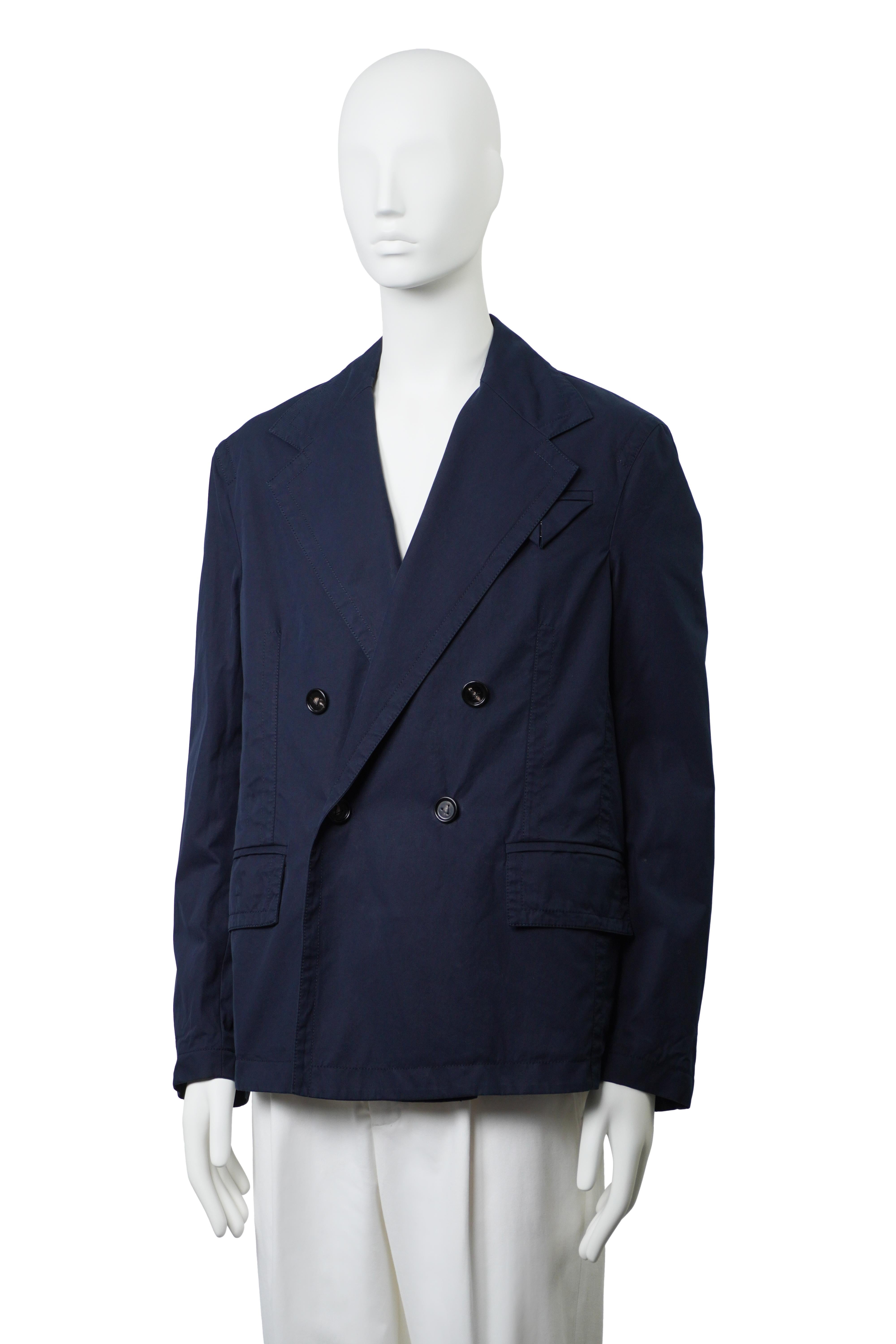 BOTTEGA VENETA Blazer de doble botonadura en sarga azul marino 46 Negro en venta