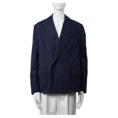BOTTEGA VENETA Navy Twill Double-breasted Blazer 46