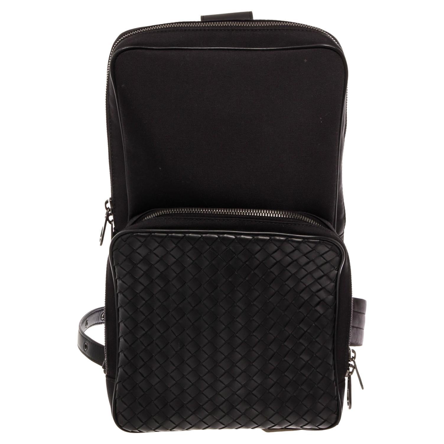 Bottega Veneta Vintage Black Intrecciato Leather Mini Backpack at ...