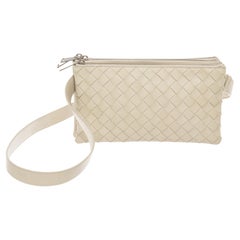 Bottega Veneta Neutral Nappa Intrecciato Leather Triple Zip Messenger Bag