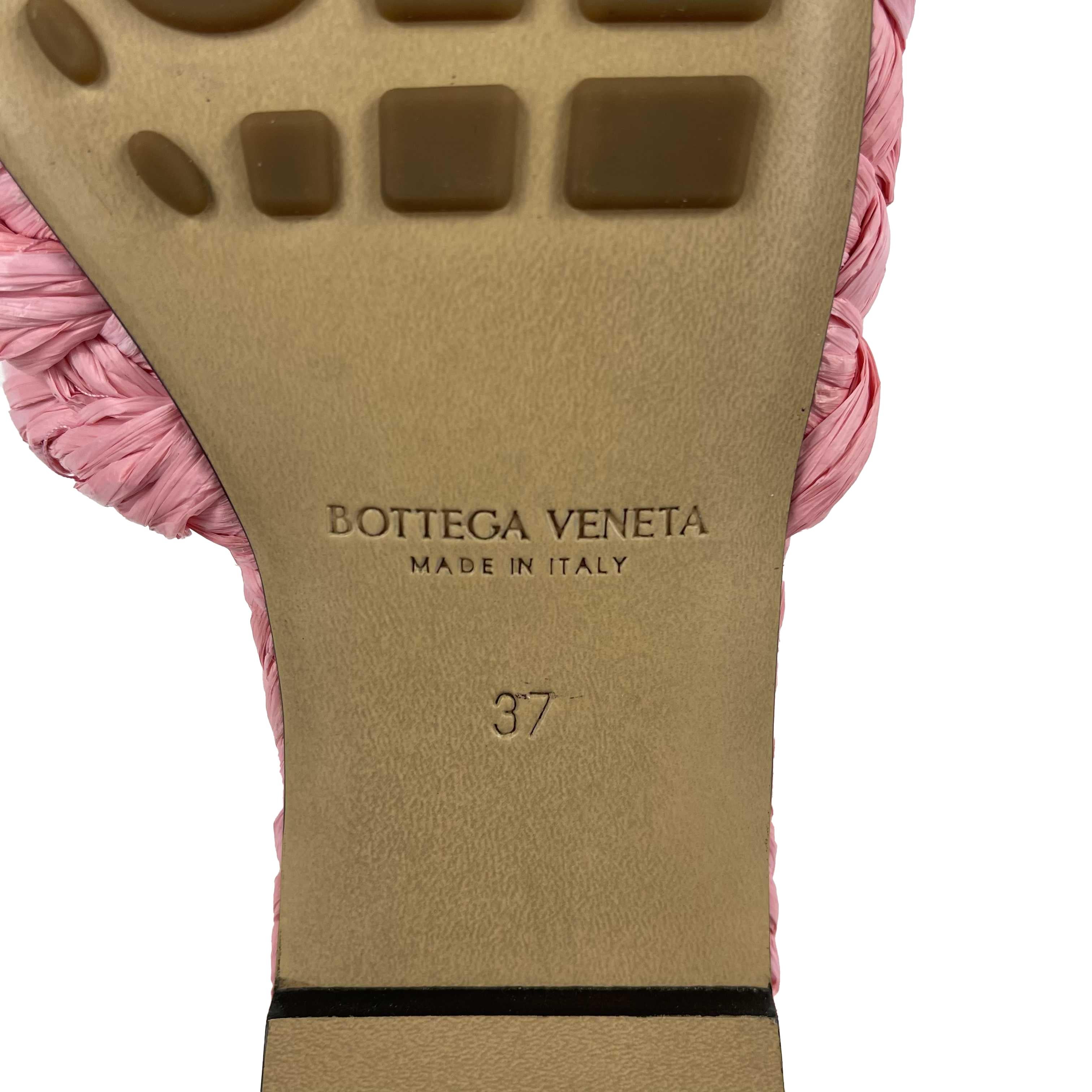 Bottega Veneta New w/ Tags Raffia Stretch Flat Mule Blossom Pink US 7 7