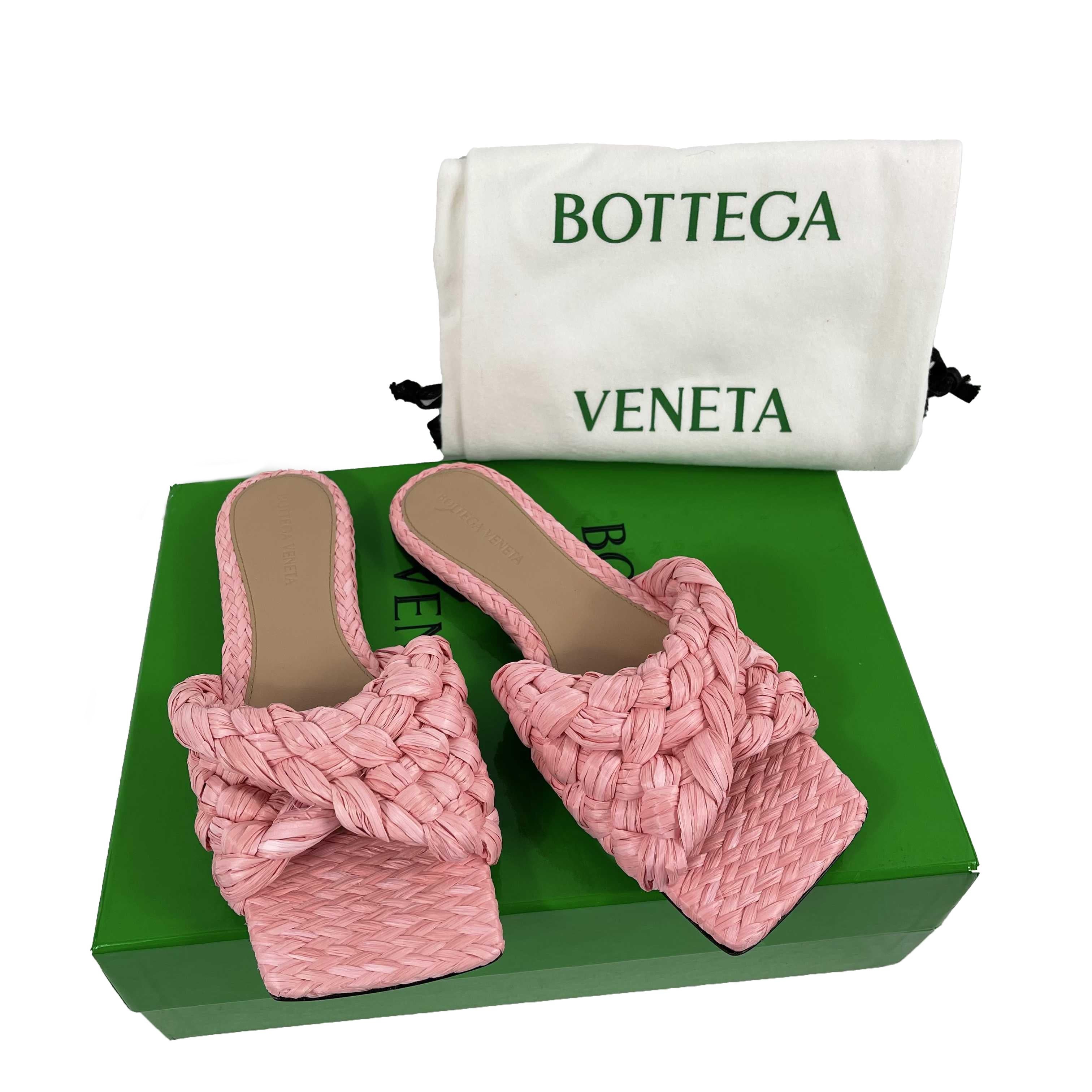 Bottega Veneta New w/ Tags Raffia Stretch Flat Mule Blossom Pink US 7 2