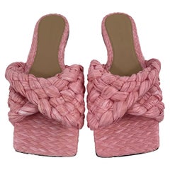 Bottega Veneta New w/ Tags Raffia Stretch Flat Mule Blossom Pink US 7
