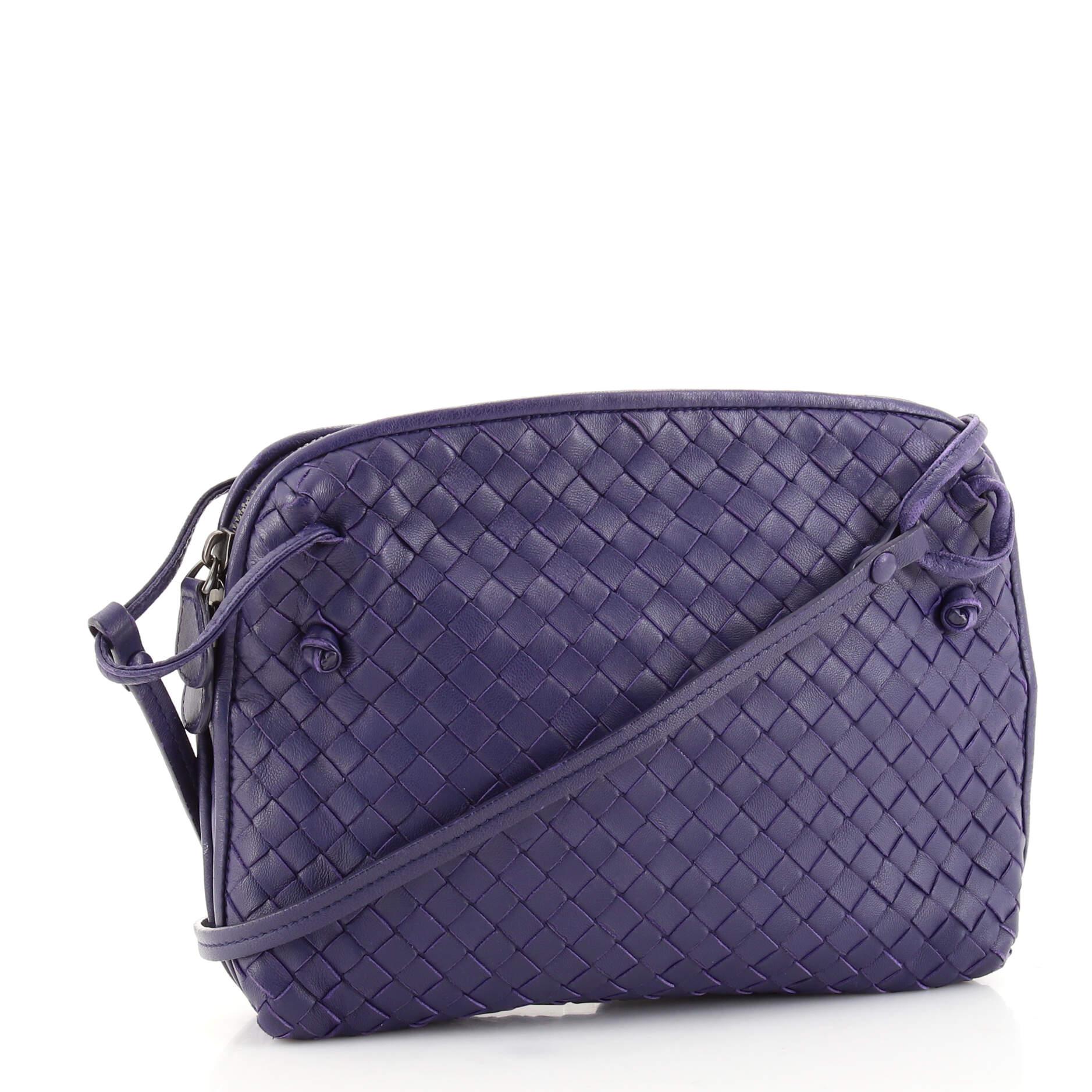 Purple Bottega Veneta Nodini Crossbody Bag Intrecciato Nappa Small