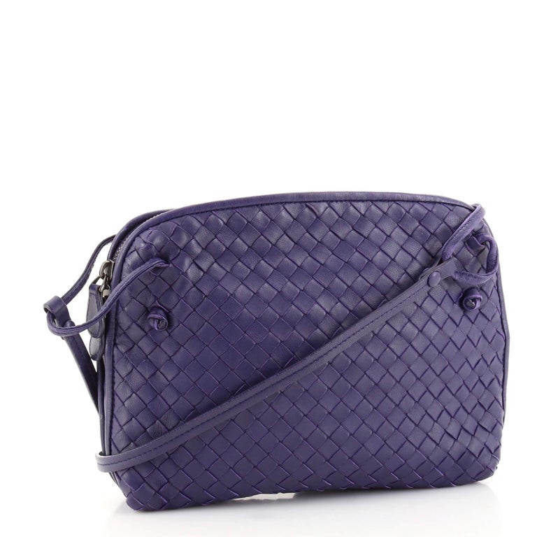 Bottega Veneta Purple Intrecciato Leather Nodini Crossbody Bag