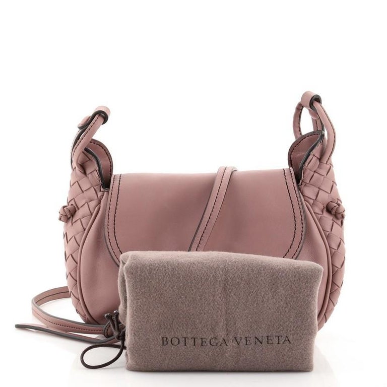 Bottega Veneta Nodini Flap Crossbody Bag Nappa with Intrecciato Detail Sm