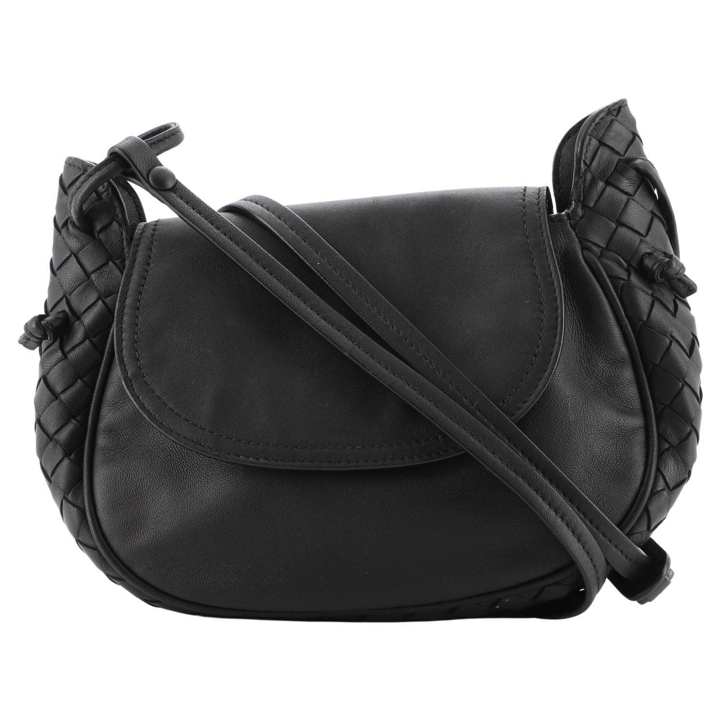 Bottega Veneta Nodini Flap Crossbody Bag Nappa with Intrecciato Detail Small