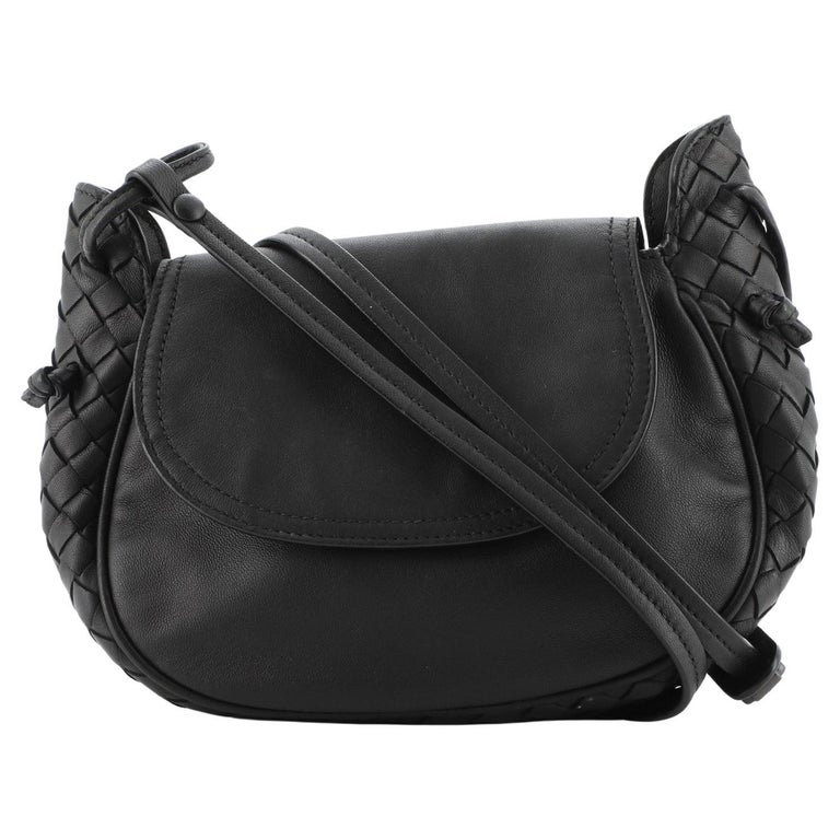 Black Bottega Veneta Small Intrecciato Nodini Crossbody Bag