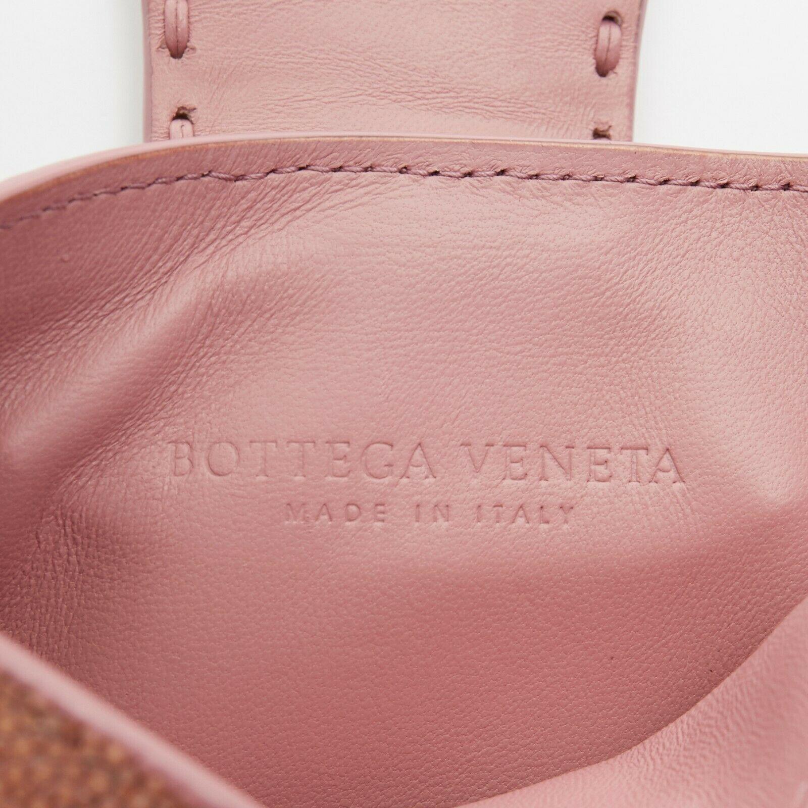 BOTTEGA VENETA nude blush sting ray leather button tab metal chain pouch bag 3