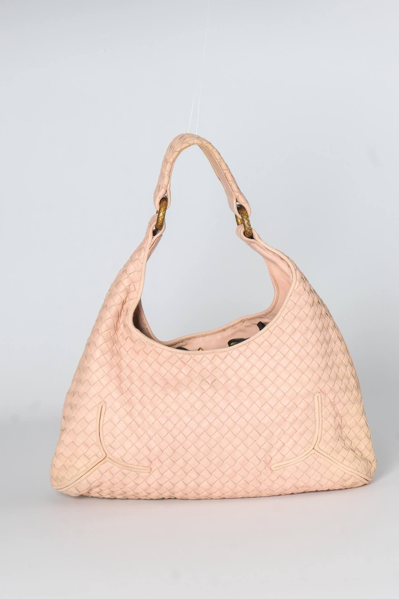 Orange Bottega Veneta Nude Intrecciato Leather Hobo Bag For Sale
