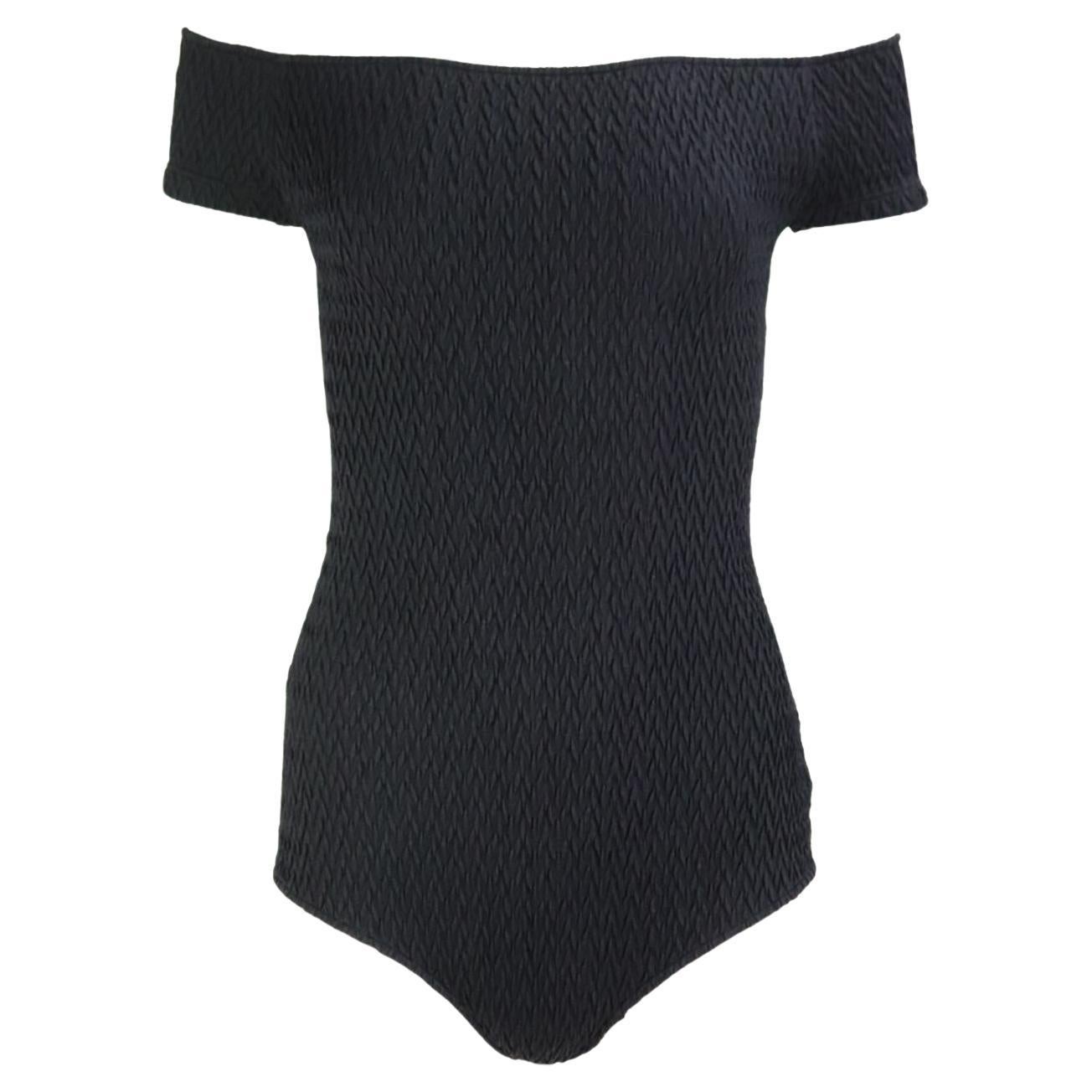 Bottega Veneta Off The Shoulder Seersucker Swimsuit IT 40 UK 8