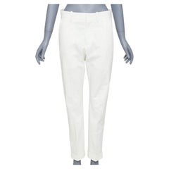 BOTTEGA VENETA Pantalones rectos con puños enrollados en mezcla de algodón blanco roto IT44 XS