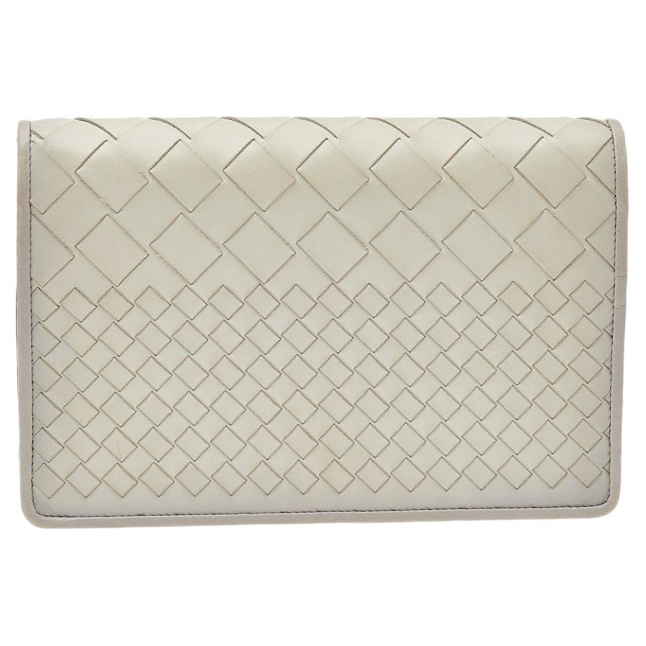 2000s Bottega Veneta Ivory Woven Faille Silk Long Knot Clutch at 1stDibs