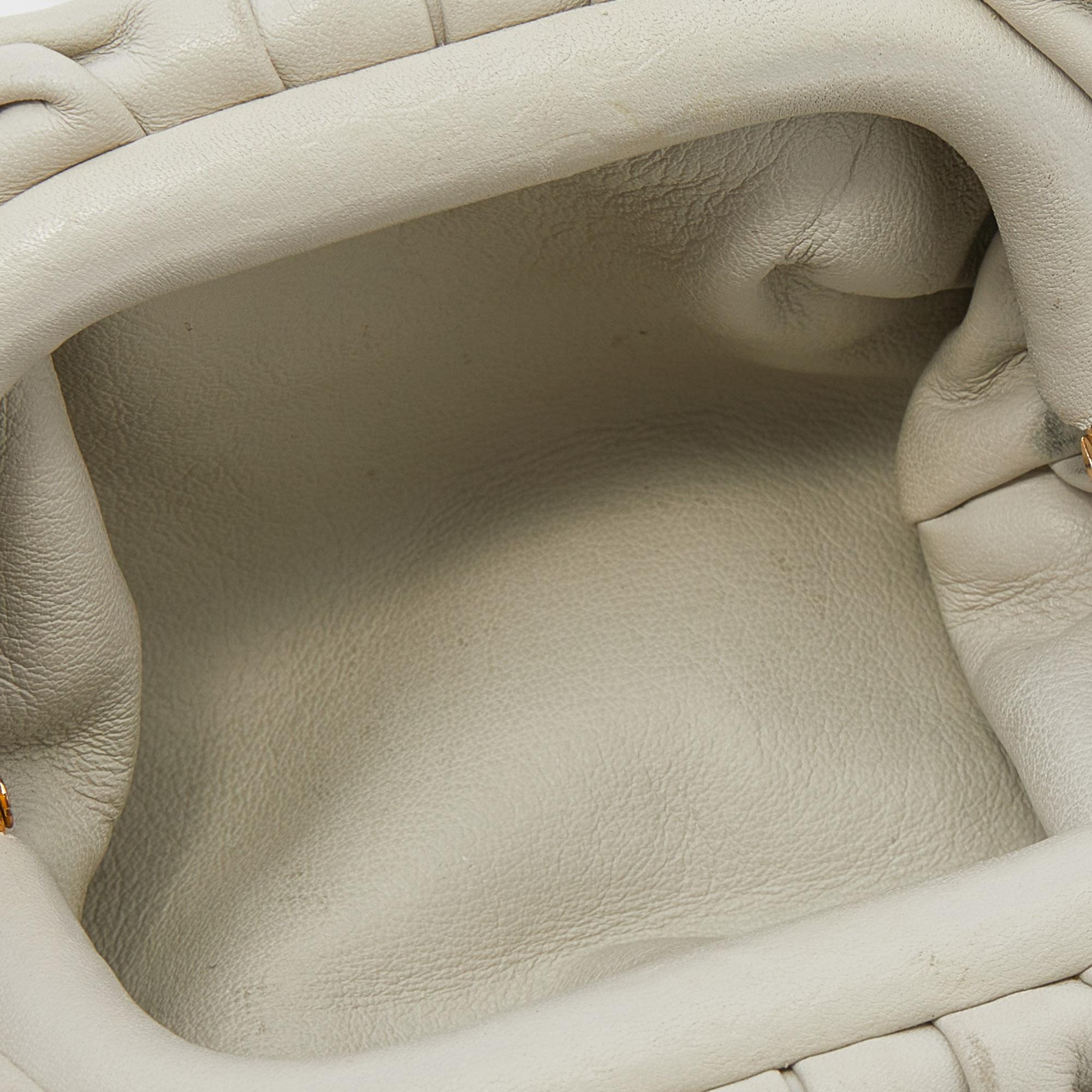 Bottega Veneta Off White Leather Pouch Clutch 5