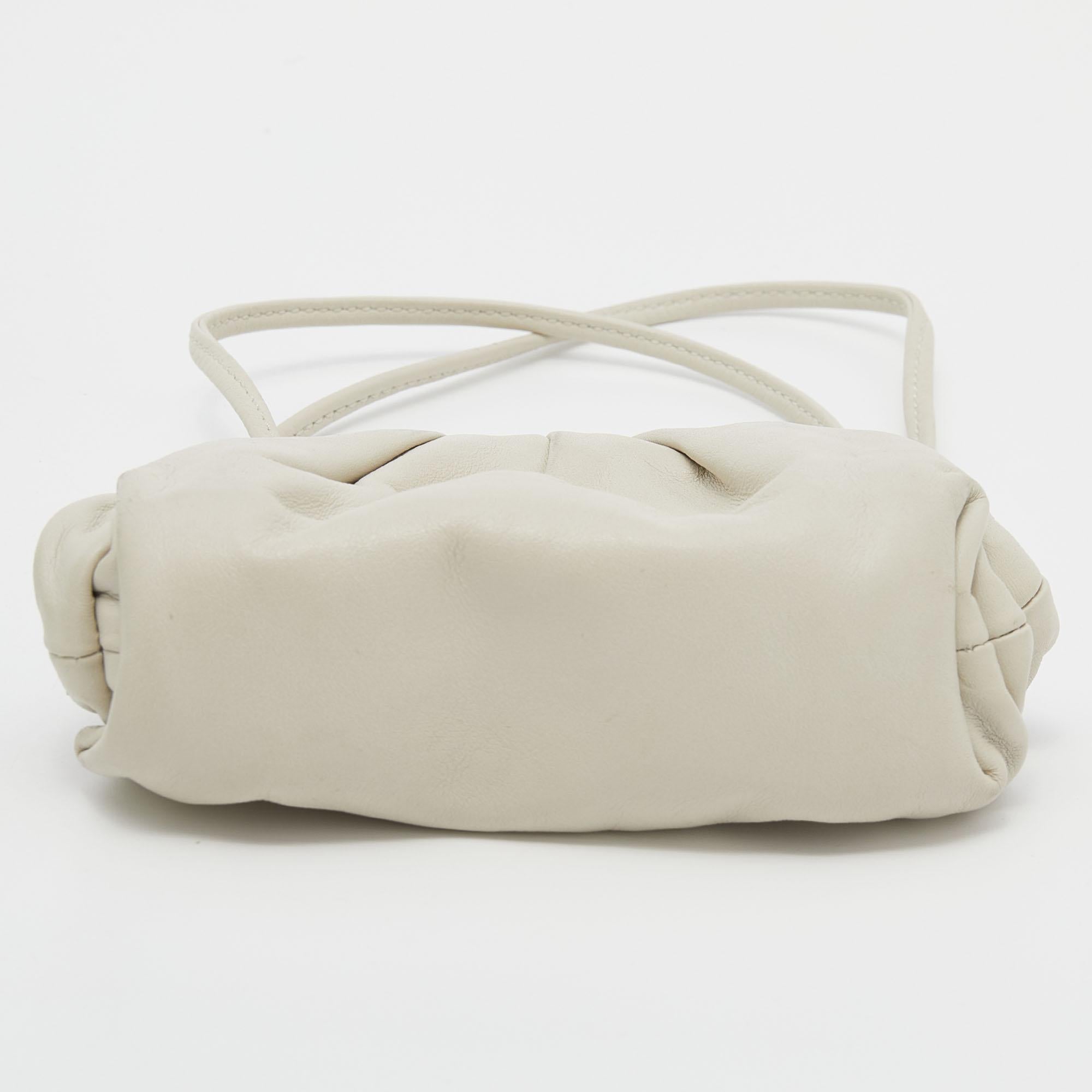 Bottega Veneta Off White Leather Pouch Clutch 1