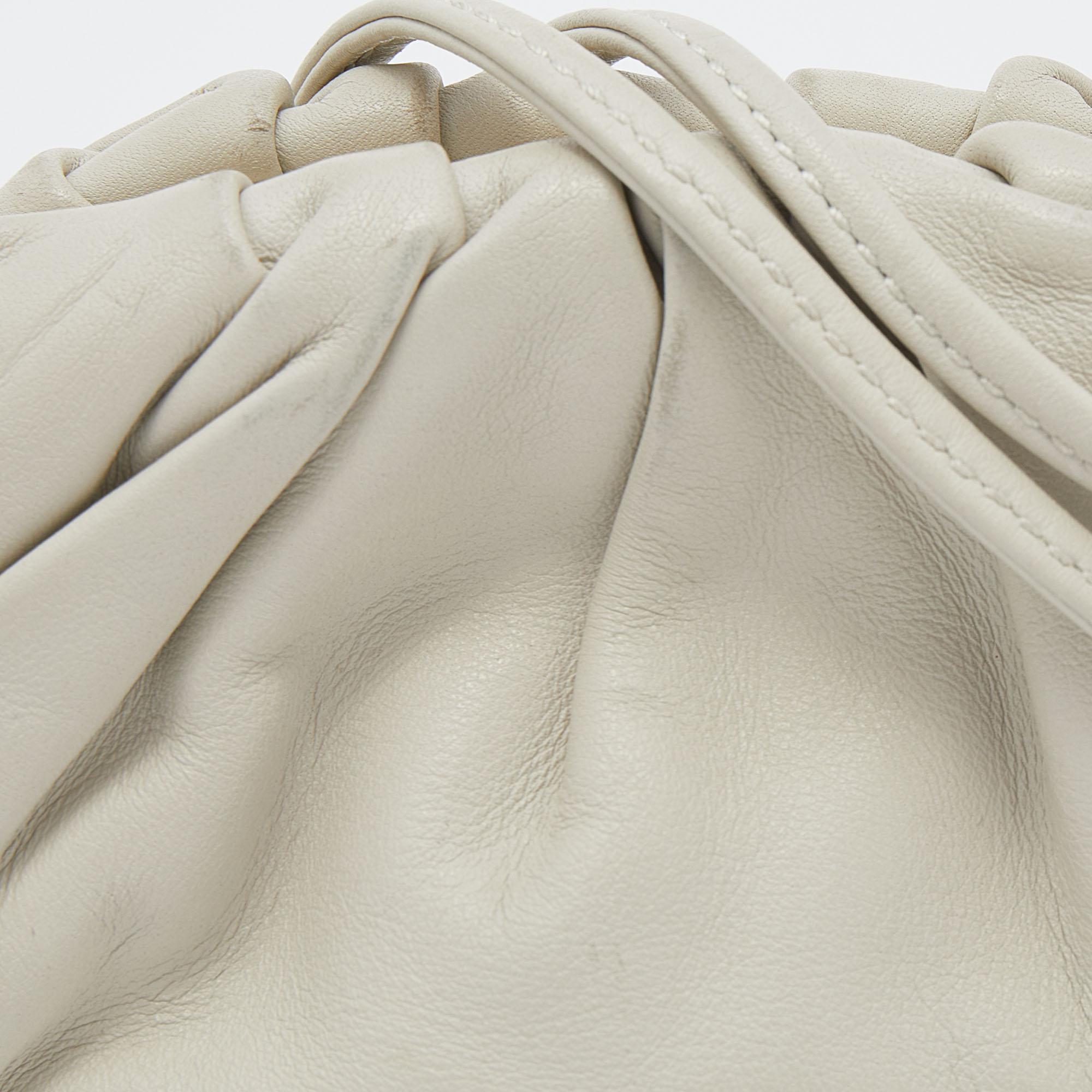 Bottega Veneta Off White Leather Pouch Clutch 2