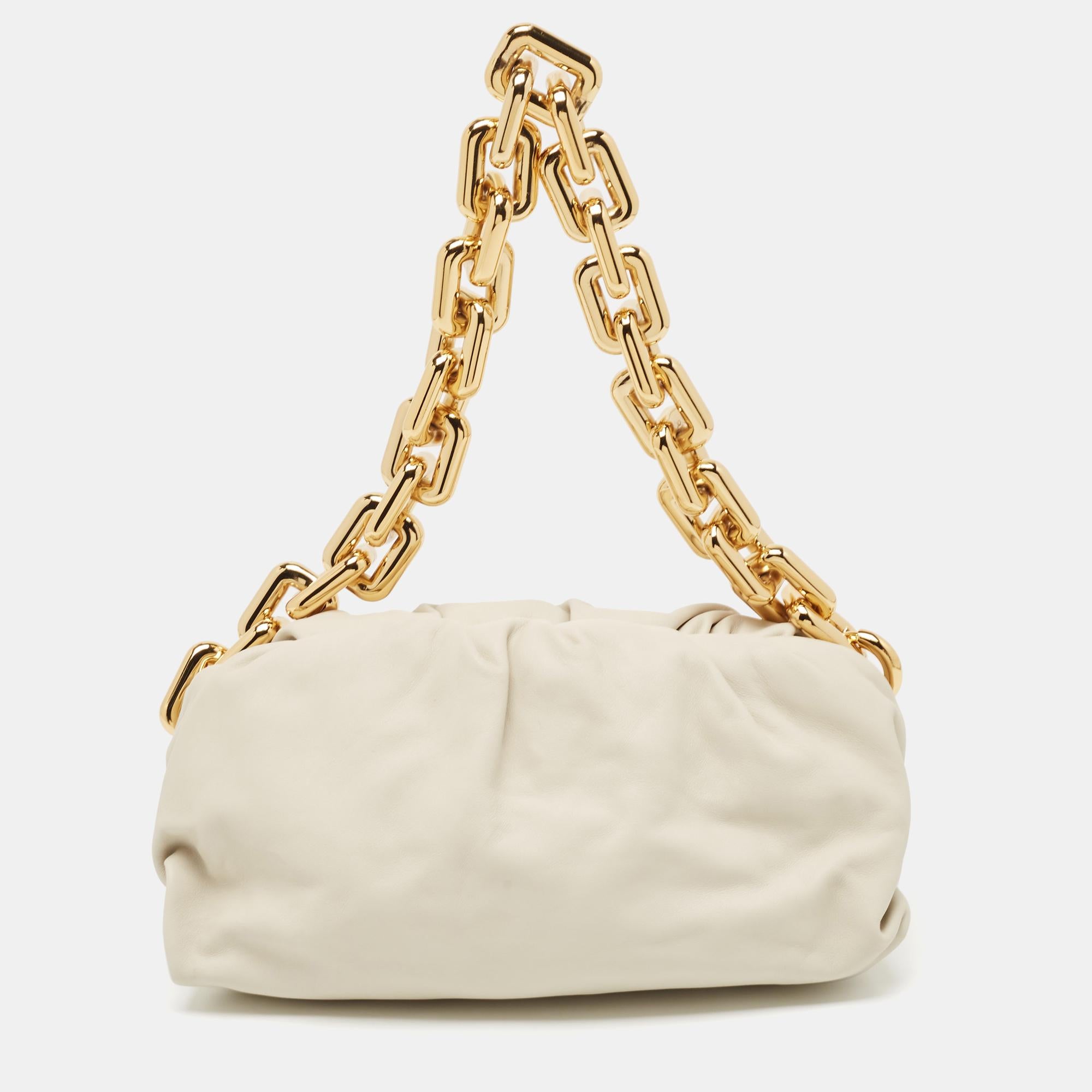 Bottega Veneta Off White Leather The Chain Pouch Bag 3