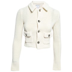 Bottega Veneta Chaqueta de punto texturizado blanco roto XS