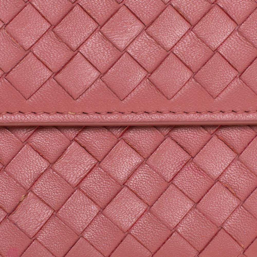 Bottega Veneta Old Rose Intrecciato Leather Continental Flap Wallet 4