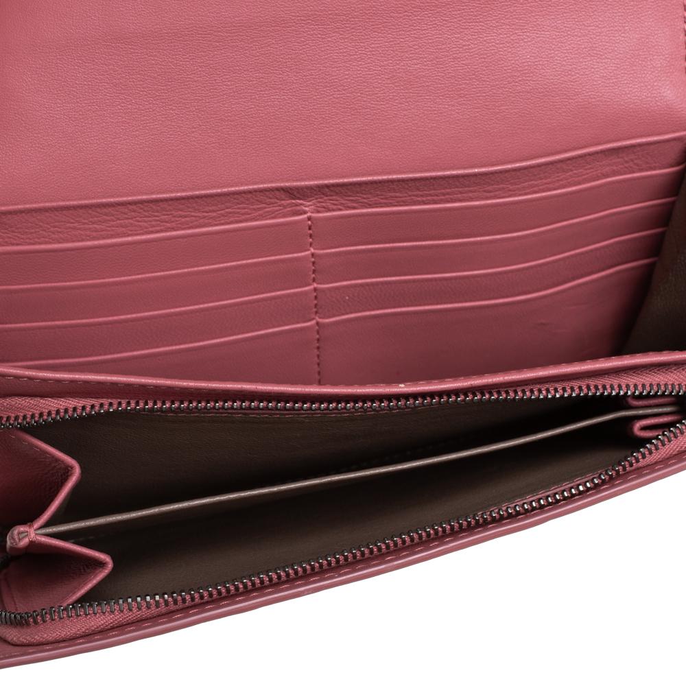 Bottega Veneta Old Rose Intrecciato Leather Continental Flap Wallet 2