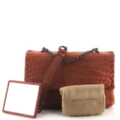 Bottega Veneta Olimpia Crossbody Bag Crocodile with Intrecciato Detail Small
