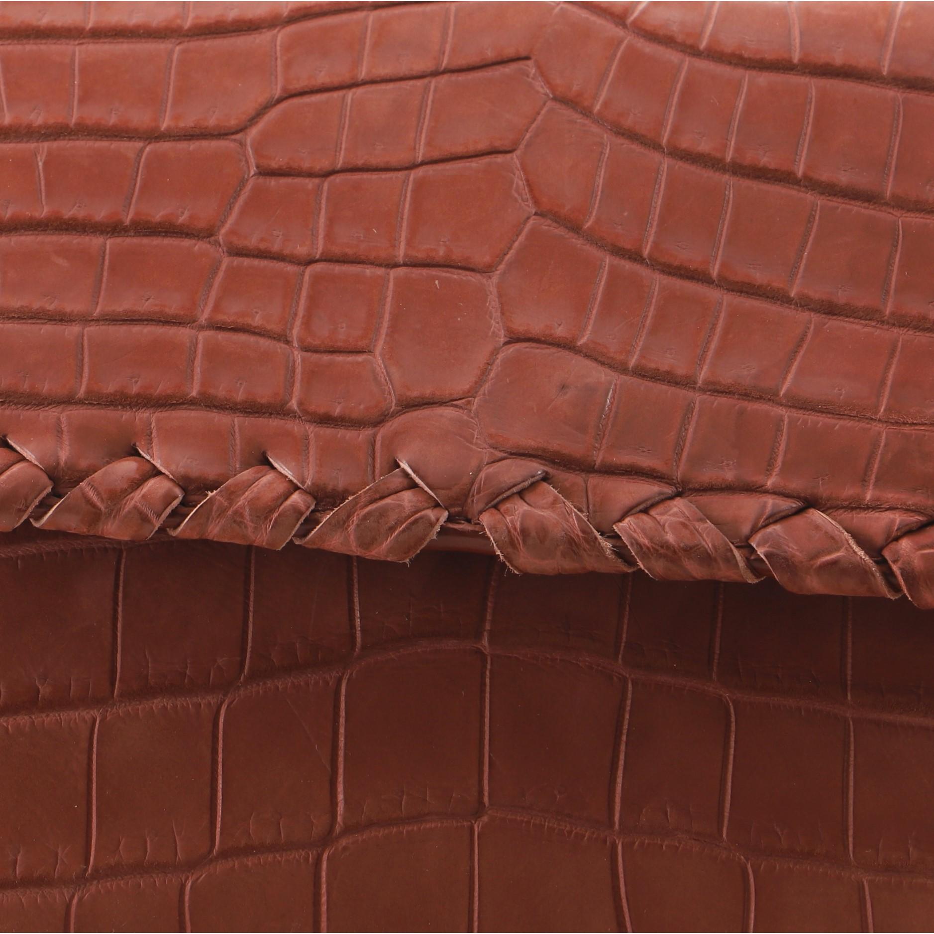 Bottega Veneta Olimpia Crossbody Bag Crocodile with Intrecciato Detail Small In Fair Condition For Sale In NY, NY