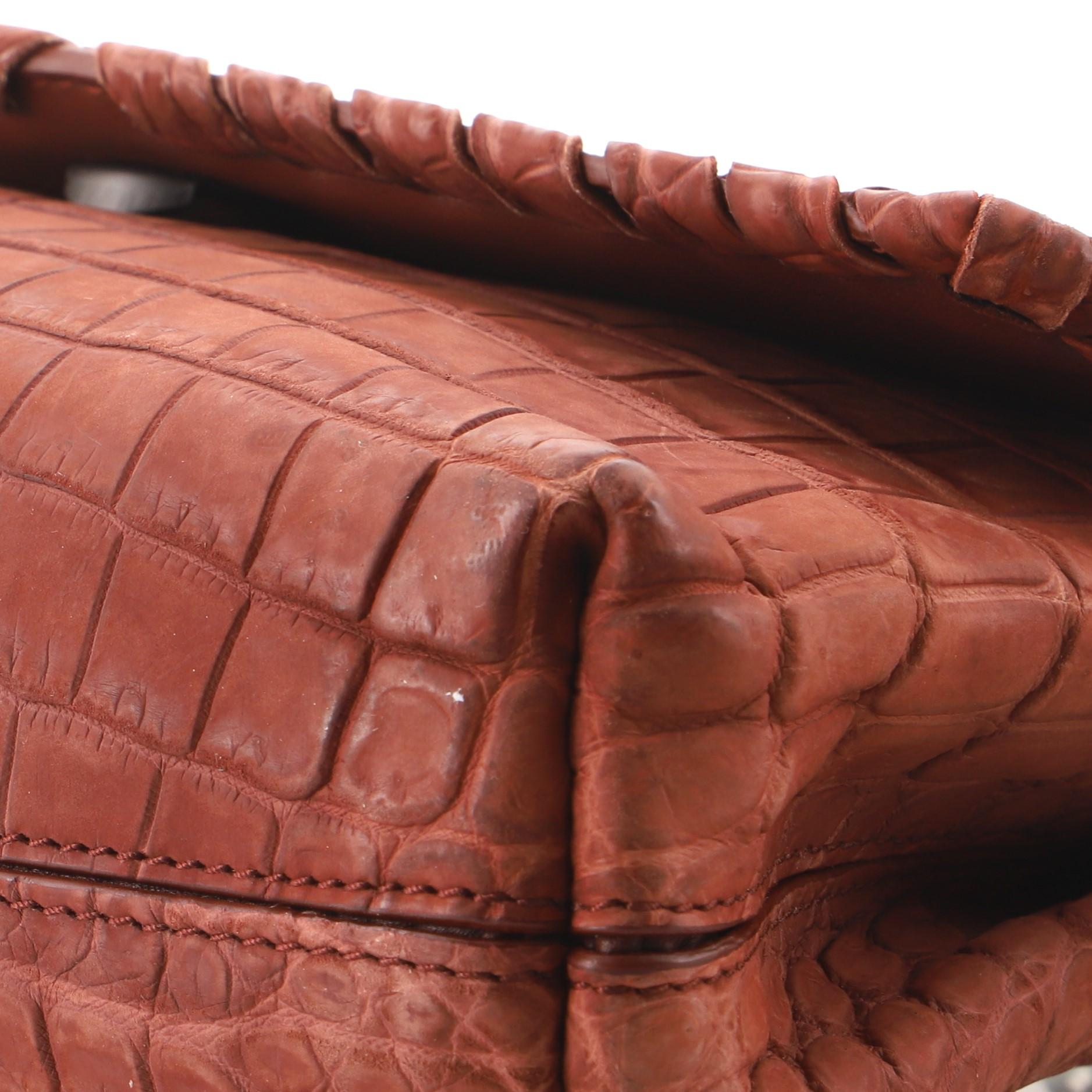 Women's or Men's Bottega Veneta Olimpia Crossbody Bag Crocodile with Intrecciato Detail Small For Sale