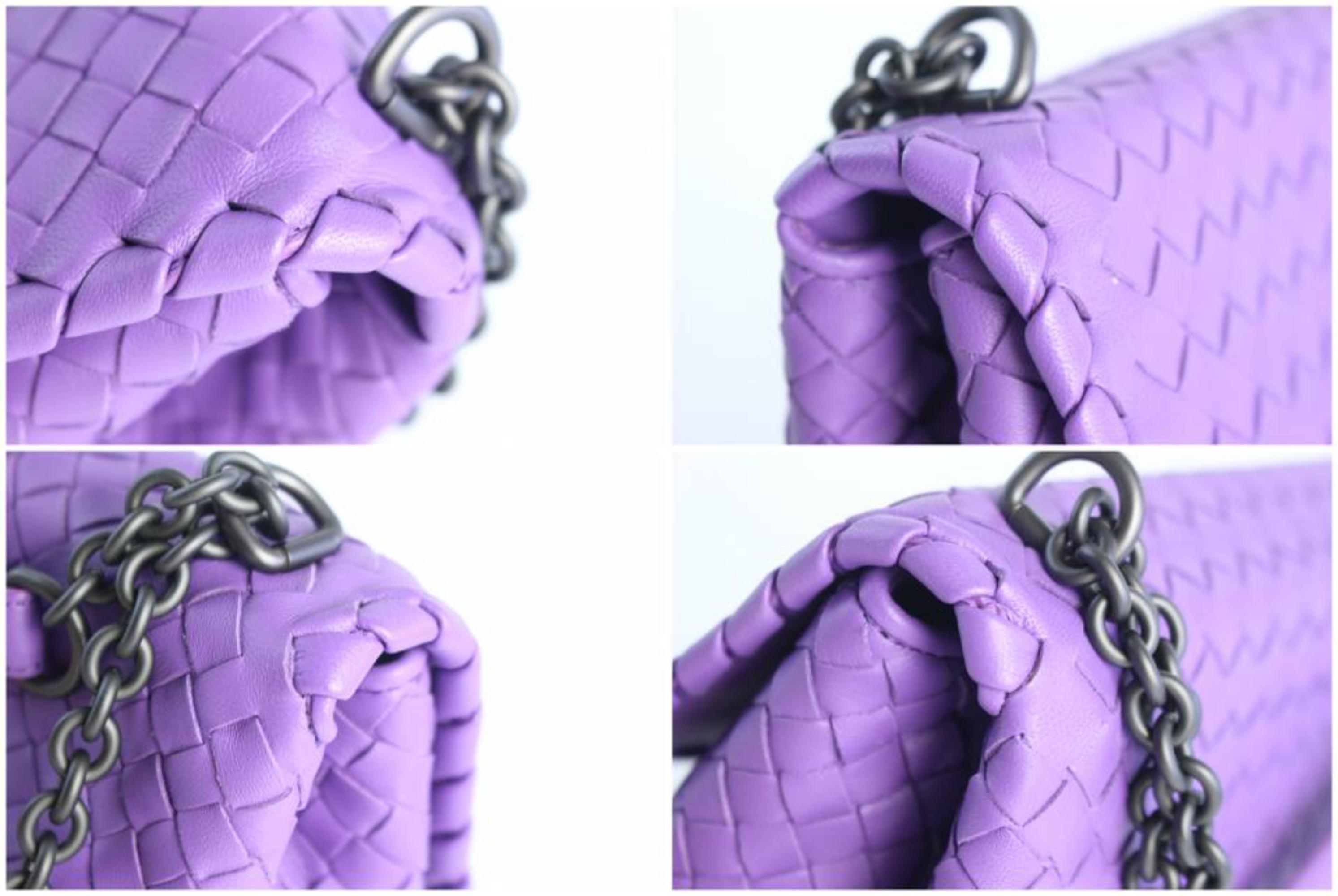 Bottega Veneta Olimpia Medium Napa Chain Flap 10mz0828 Purple Leather Cross Body For Sale 8