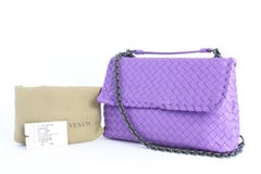 Bottega Veneta Olimpia Medium Napa Chain Flap 10mz0828 Purple Leather Cross Body