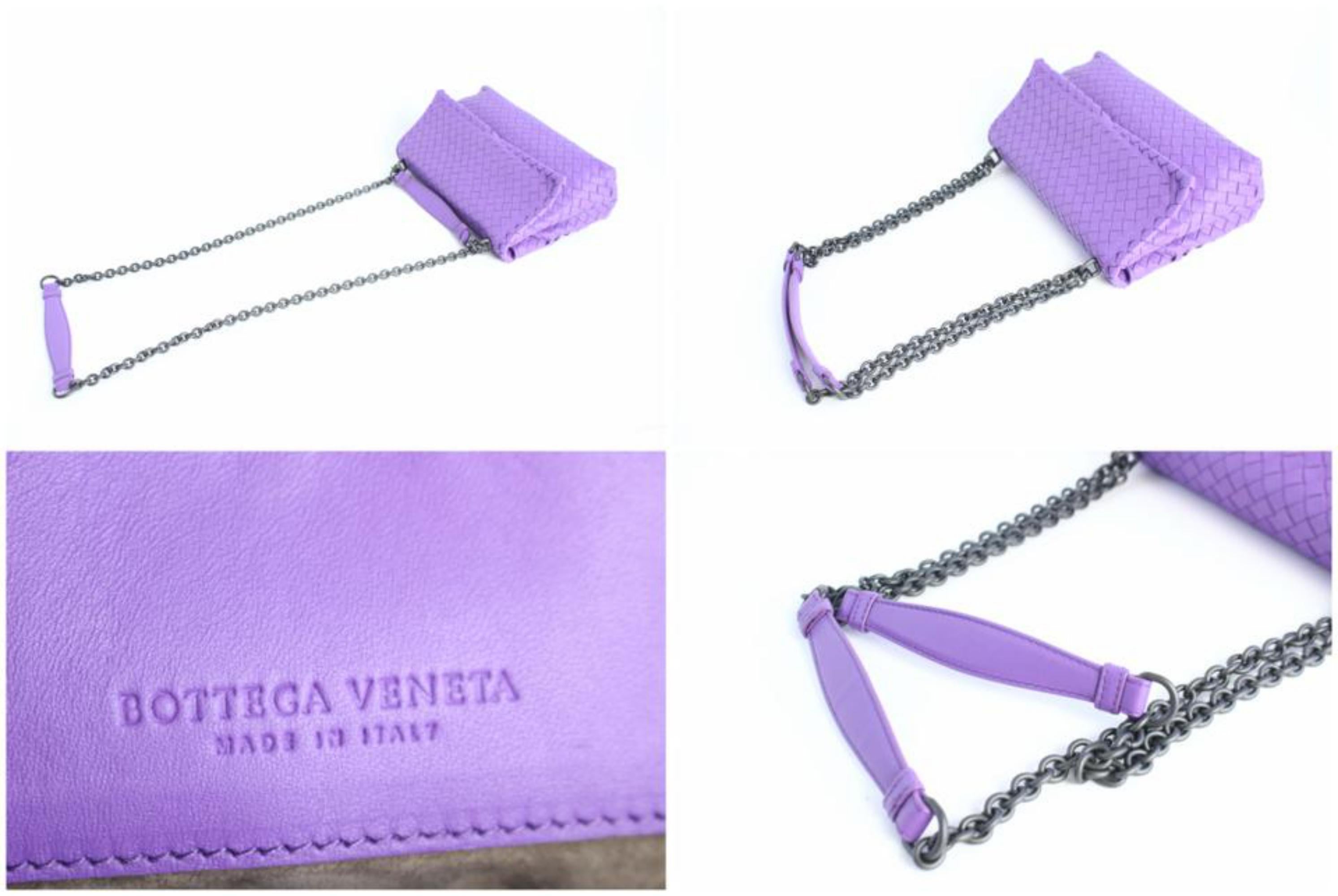 Bottega Veneta Olimpia Medium Napa Chain Flap 10mz0828 Purple Leather Cross Body For Sale 2